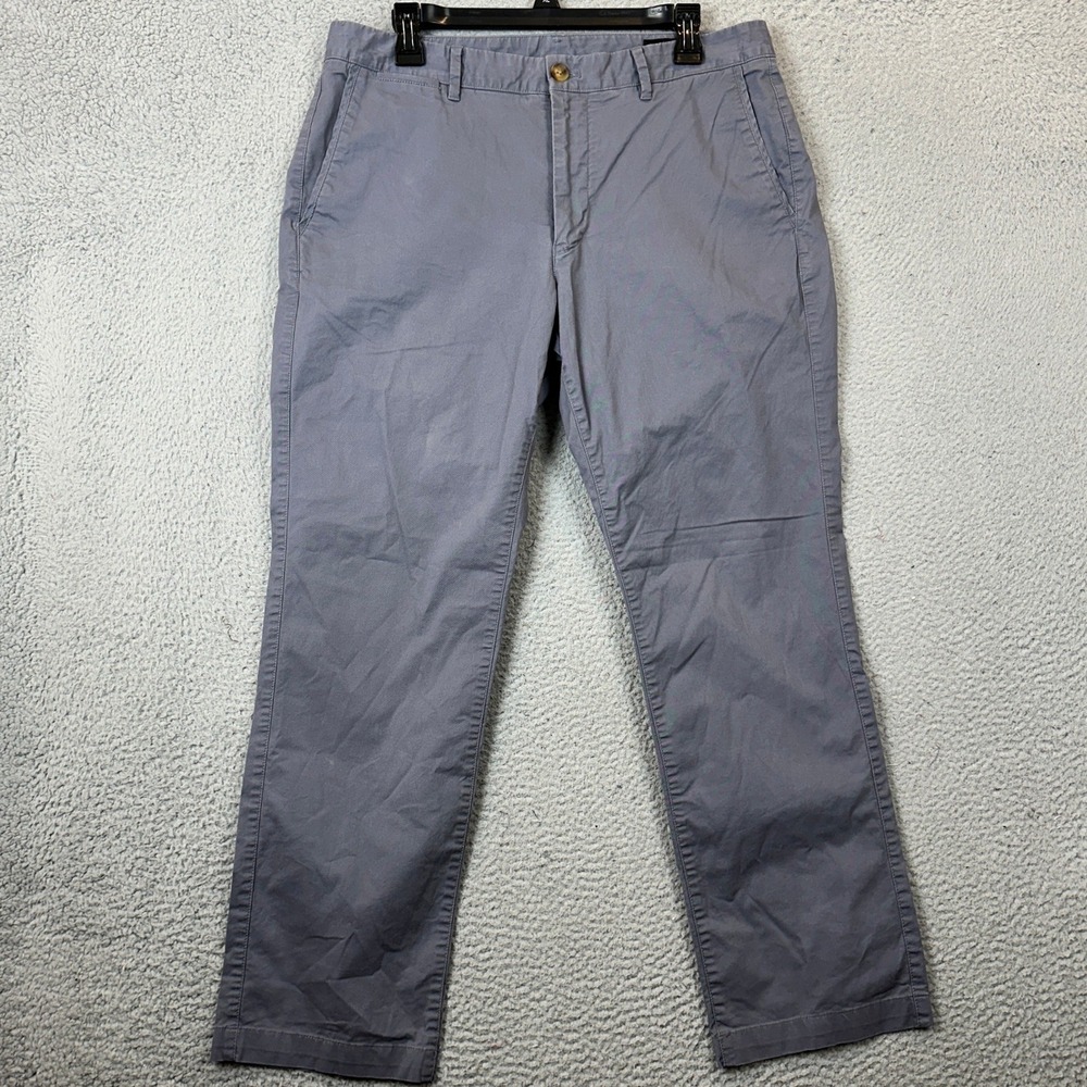 Bonobos Pants Mens 34X32 Slim Chino Grey Stretch Flat Front Casual Pockets EUC